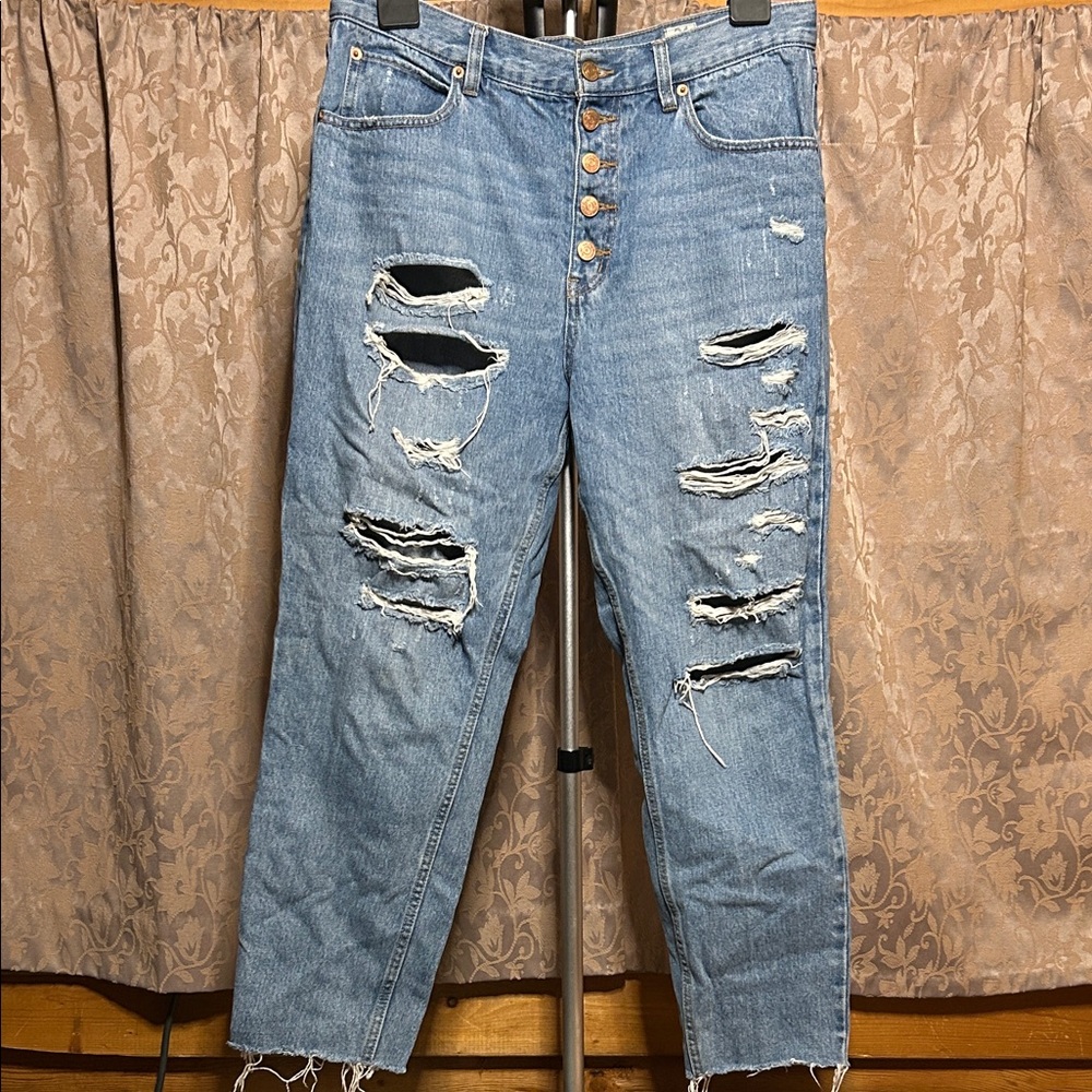 We the Free High-Rise Distressed Button-Fly Jeans